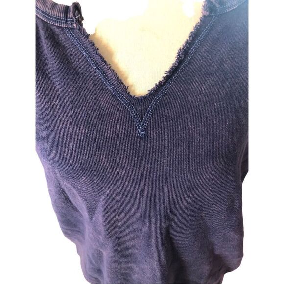 Sundance blue distressed wash vee neck short sketch cotton light pullover sweats - Picture 4 of 11